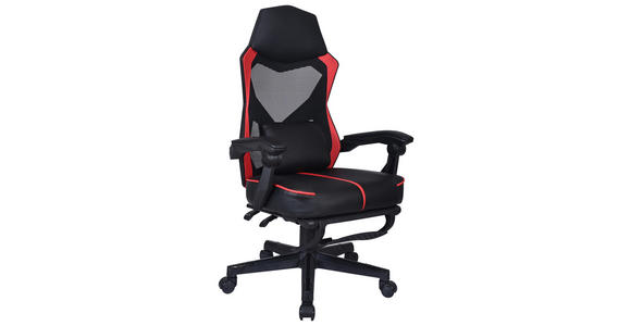 GAMINGSTUHL  in Lederlook, Netzbespannung Rot, Schwarz  - Rot/Schwarz, MODERN, Kunststoff/Textil (59/107-117/58cm) - Carryhome
