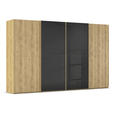 SCHWEBETÜRENSCHRANK 360/223/68 cm 4-türig Schwarz, Eichefarben  - Eichefarben/Schwarz, Design, Glas/Holz (360/223/68cm) - Novel