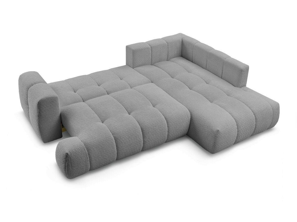 ECKSCHLAFSOFA FUJI Bouclé Dunkelgrau  inkl.  - Dunkelgrau/Schwarz, MODERN, Kunststoff/Textil (282/204cm)