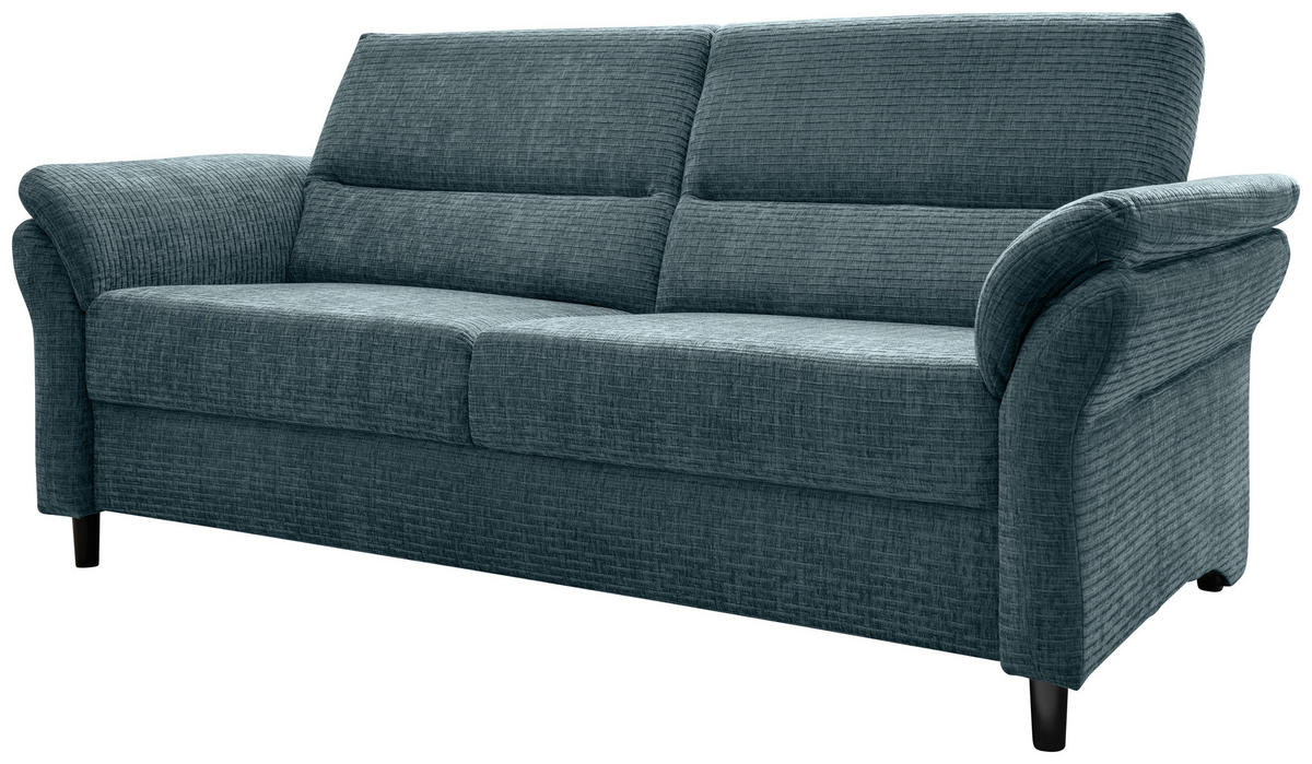 3-SITZER-SOFA in Mikrofaser Blau  - Blau/Schwarz, Modern, Holz/Textil (192/90/89cm) - Livetastic