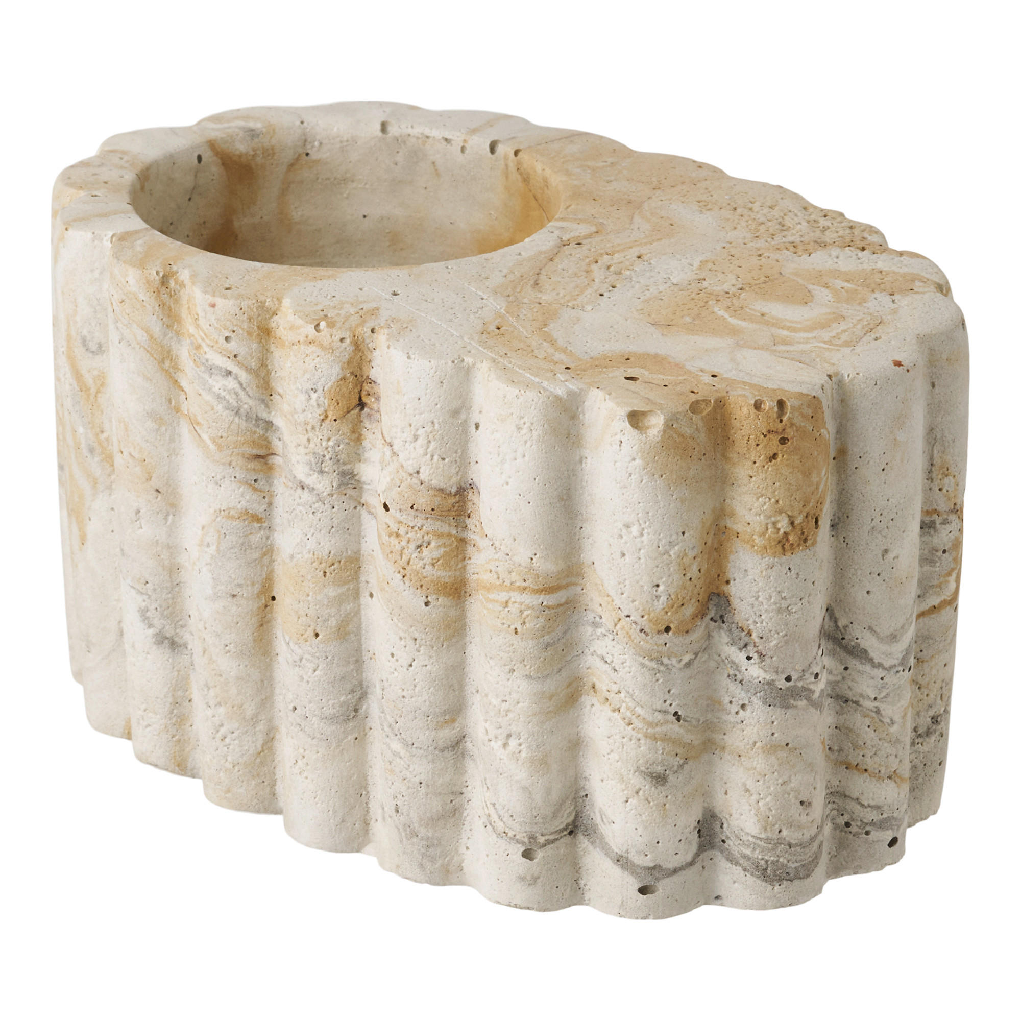 VÄRMELJUSHÅLLARE  - beige, Basics, sten (6,5/10,5/5,5cm)