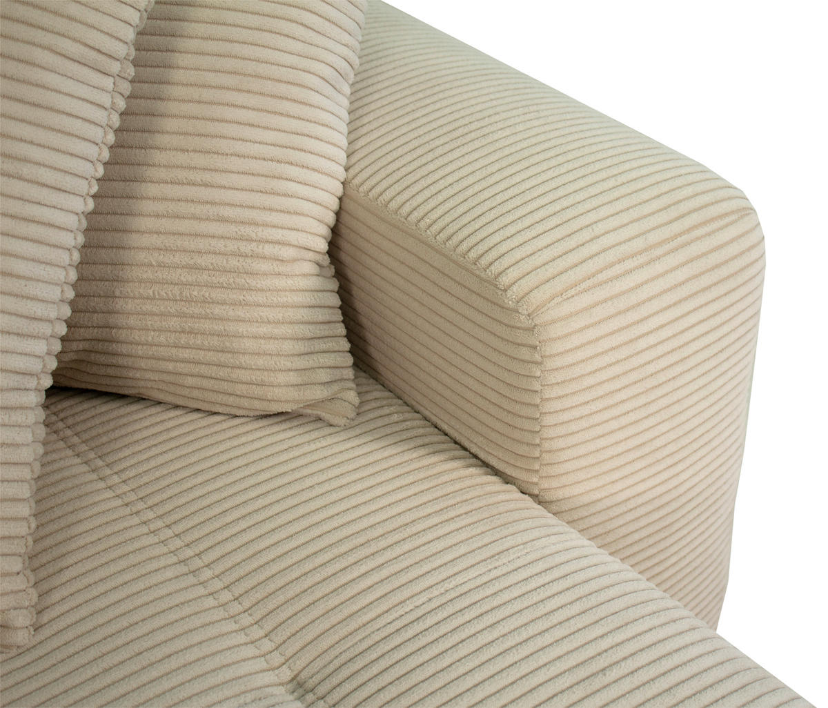 ECKSOFA in Cord Beige  - Beige/Schwarz, Design, Kunststoff/Textil (248/146cm) - MID.YOU