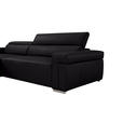 ECKSOFA DUA in Echtleder Schwarz  170/293 cm  - Chromfarben/Schwarz, Design, Leder/Metall (170/293cm) - Novel