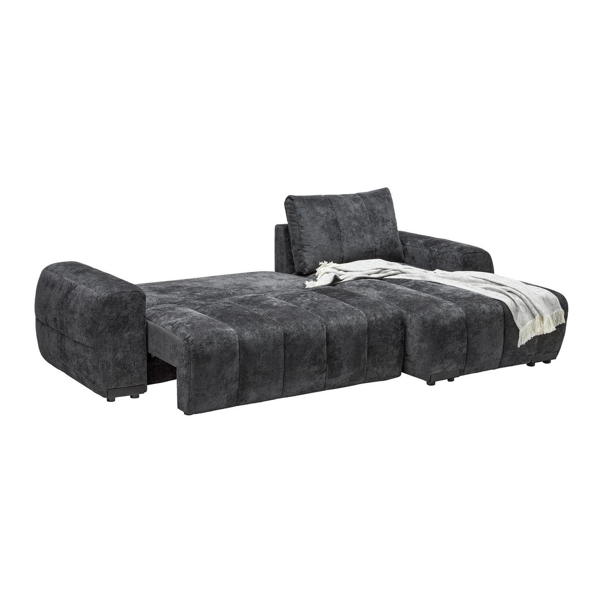 ECKSOFA Flachgewebe Graphitfarben  - Schwarz Hochglanz/Graphitfarben, Modern, Textil/Metall (273/93/166cm) - MID.YOU