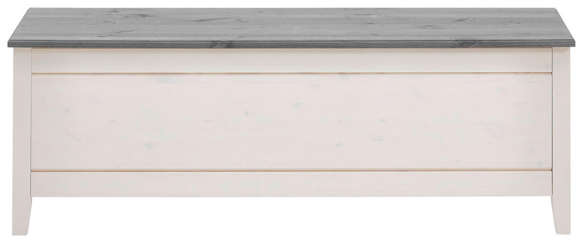 BETTBANK Kiefer Weiß, Grau  - Weiß/Grau, ROMANTIK / LANDHAUS, Holz (136/47/38cm) - Boxxx