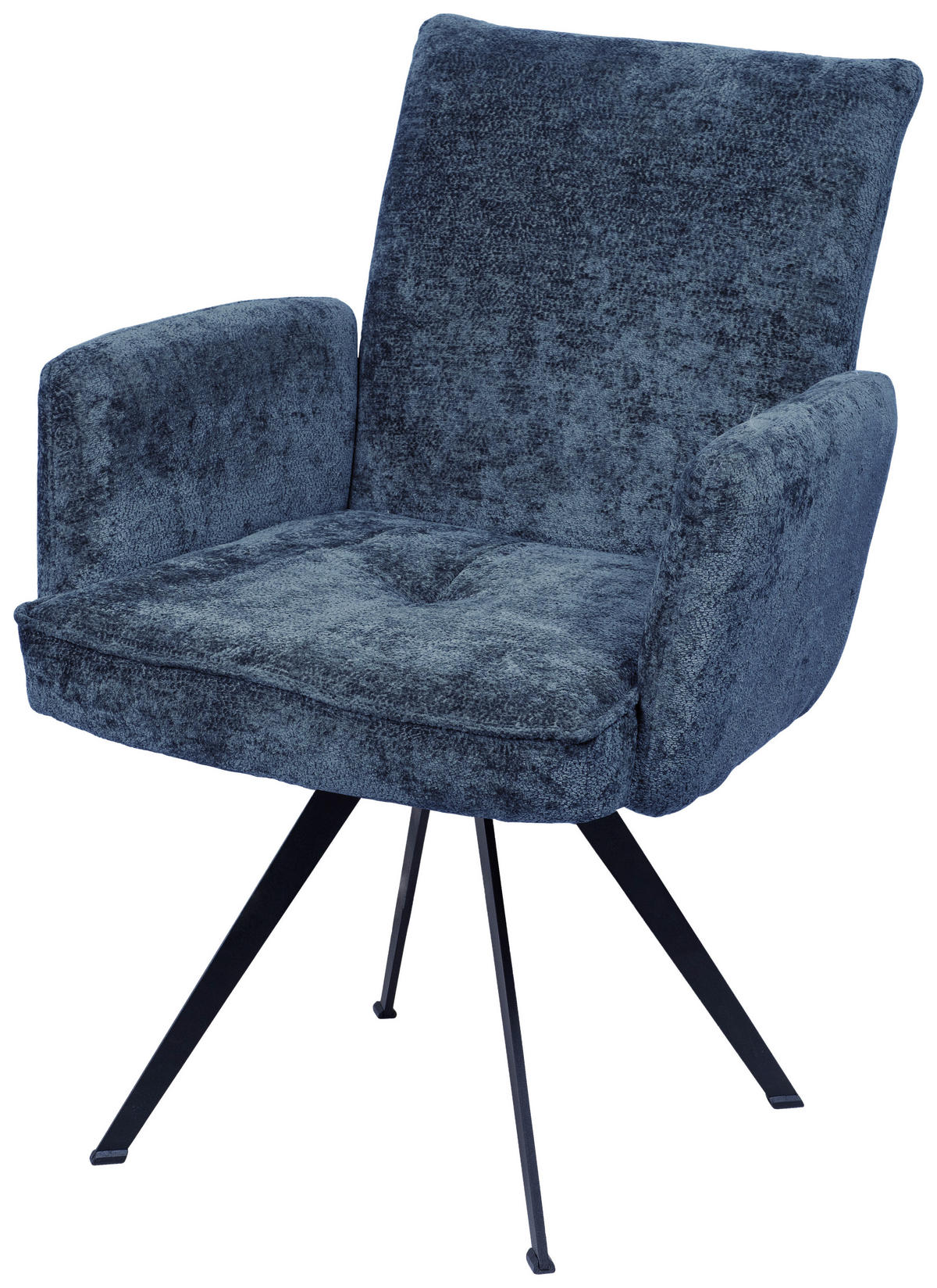 ARMLEHNSTUHL  in Eisen Teddystoff  - Schwarz/Dunkelblau, Design, Textil/Metall (60/65/71cm) - Welnova