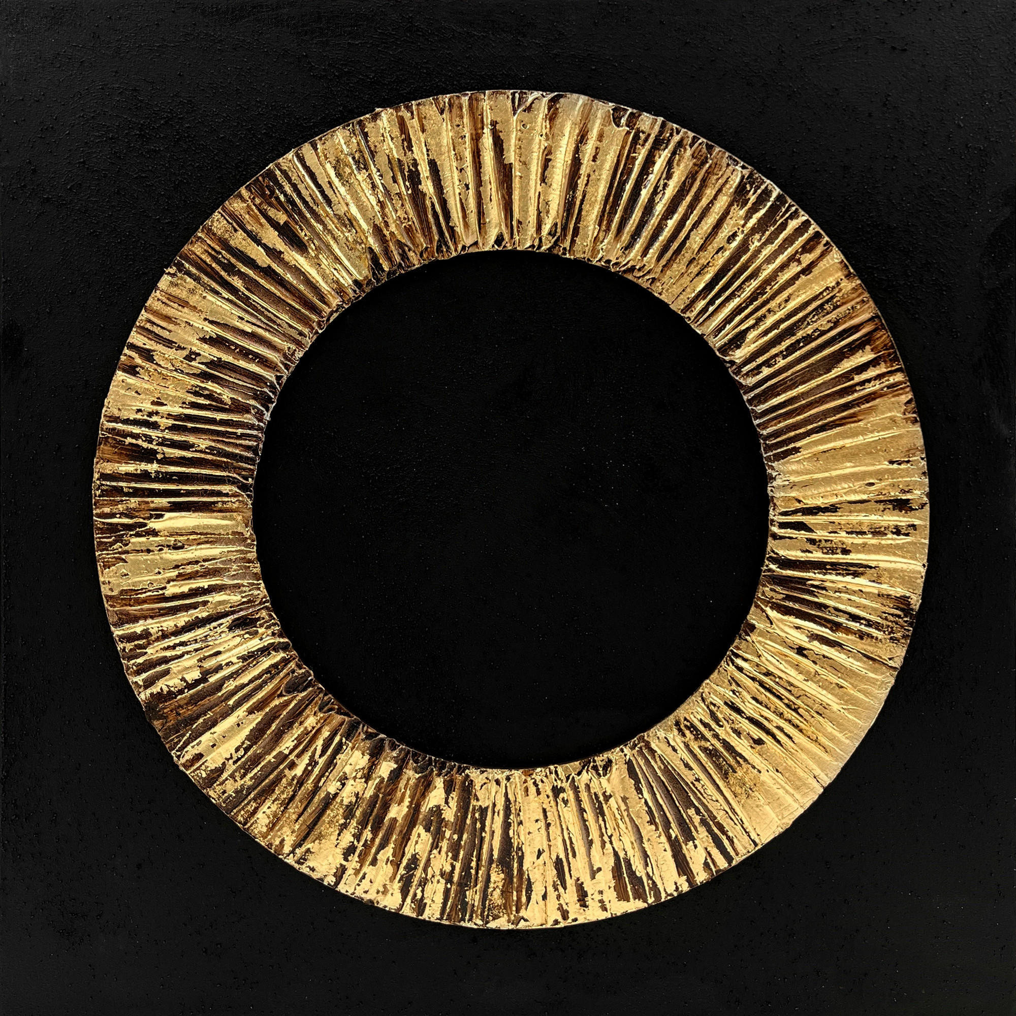 ORIGINALBILD Abstraktes 55/55 cm  - Goldfarben/Schwarz, LIFESTYLE, Holzwerkstoff/Textil (55/55cm) - Monee