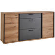 SIDEBOARD Schwarz, Eichefarben, Dunkelgrau  180/91,2/44 cm  - Eichefarben/Dunkelgrau, KONVENTIONELL, Holzwerkstoff/Kunststoff (180/91,2/44cm) - Xora