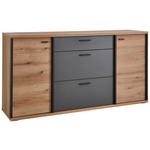SIDEBOARD Schwarz, Eichefarben, Dunkelgrau  180/91,2/44 cm  - Eichefarben/Dunkelgrau, KONVENTIONELL, Holzwerkstoff/Kunststoff (180/91,2/44cm) - Xora