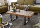 Couchtisch "WL5.950" , Mangoholz massiv rechteckig Naturfarben 105/55/40 cm  - Anthrazit/Naturfarben, LIFESTYLE, Holz/Metall (105/55/40cm) - MID.YOU