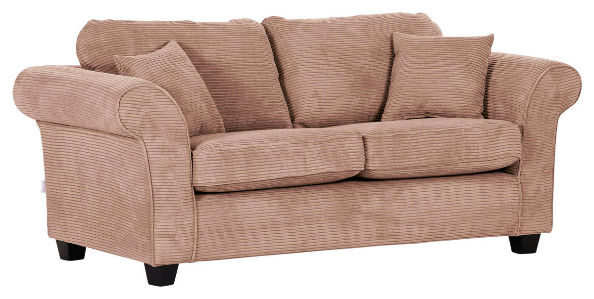 2-SITZER-SOFA Cord Altrosa  - Dunkelbraun/Altrosa, KONVENTIONELL, Holz/Textil (190/70/90cm) - home24