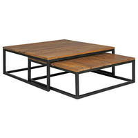 SADA KONFERENČNÍCH STOLKŮ, barvy sheesham, dřevo, 75/75/27 cm - černá/barvy sheesham, Design, kov/dřevo (75/75/27cm) - MID.YOU