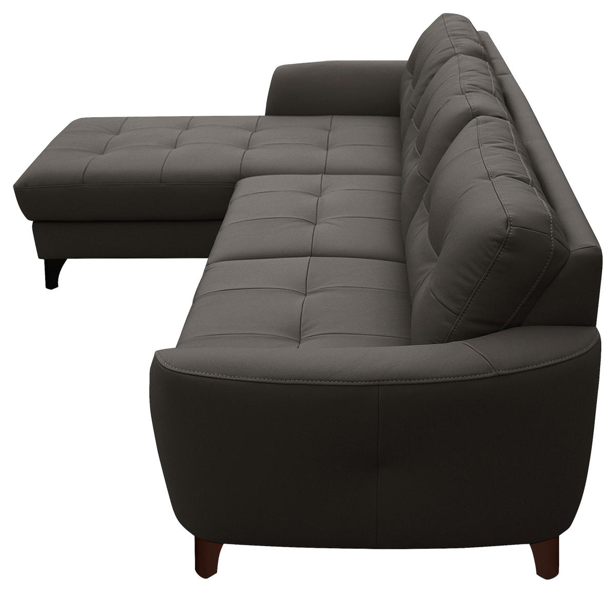 ECKSOFA Dunkelbraun Echtleder Lederlook  - Dunkelbraun/Buchefarben, Design, Leder/Holz (238/168cm) - Livetastic