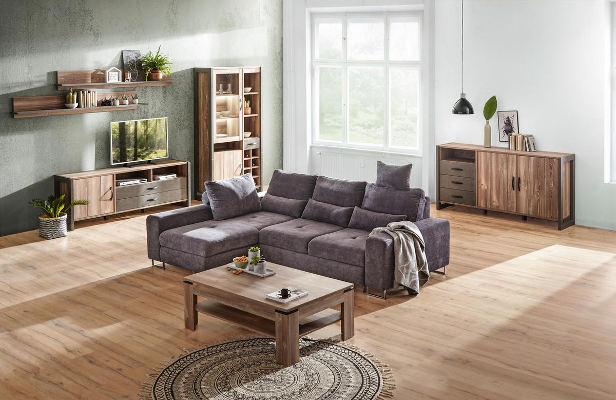 WANDBOARD Kieferfarben, Dunkelgrau  - Dunkelgrau/Kieferfarben, Trend, Holzwerkstoff (189,4/25,6/22cm) - Carryhome