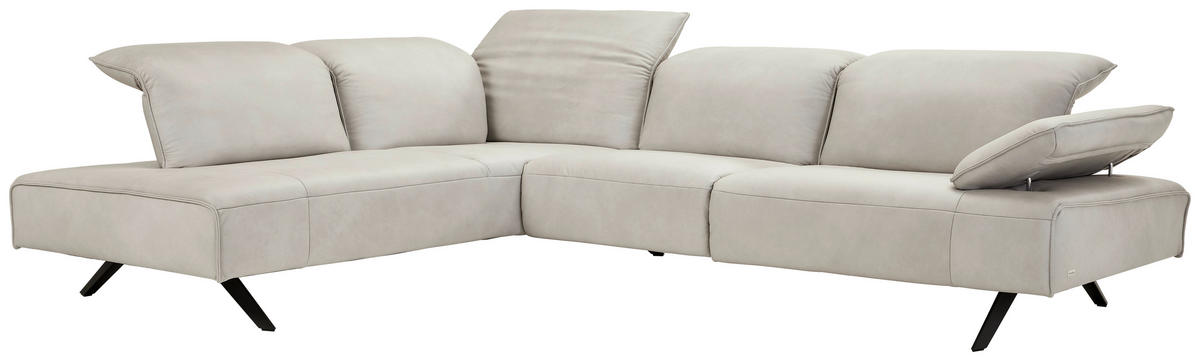 ECKSOFA  in Echtleder Greige  290/230 cm  - Greige/Anthrazit, Design, Leder/Metall (290/230cm) - Johann Jakob