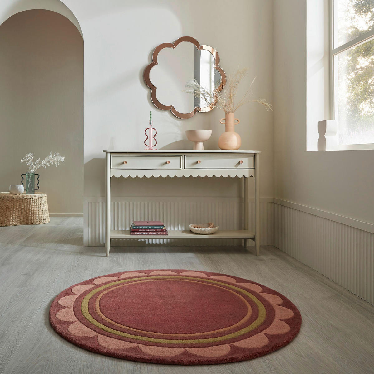 WOLLTEPPICH 120/120 cm Lois Dunkelrot rund  - Dunkelrot, Basics, Textil (120/120cm) - Flair Rugs