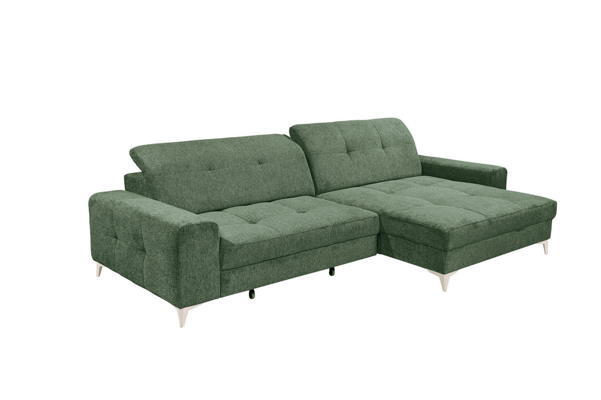 ECKSOFA Mikrovelours Dunkelgrün  - Kaschmir/Dunkelgrün, Design, Kunststoff/Textil (328/182cm) - MID.YOU