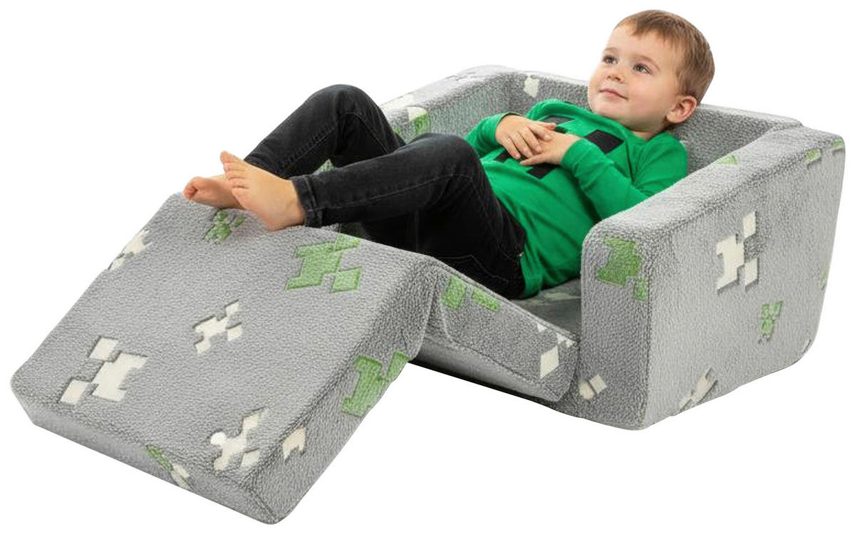 JUGEND- UND KINDERSOFA Minecraft in Grau  - Grau, Trend, Textil (105/58/41cm) - Minecraft