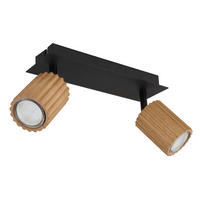 SPOTLIGHT WENZEL 25,5/8/13 cm   - svart/mörkbrun, Natur, metall/trä (25,5/8/13cm) - Globo