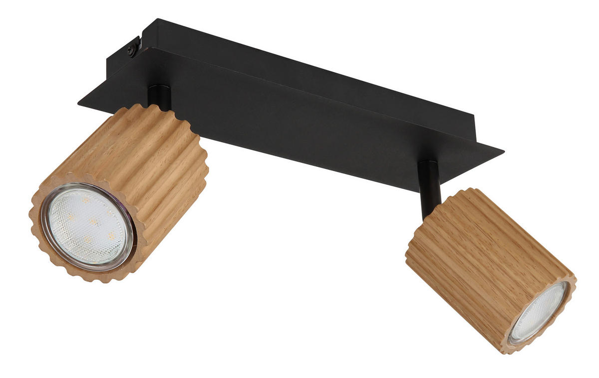 SPOTLIGHT WENZEL 25,5/8/13 cm   - svart/mörkbrun, Natur, metall/trä (25,5/8/13cm) - Globo