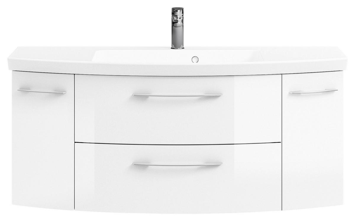 WASCHTISCHKOMBI 121 cm  - Chromfarben/Weiß Hochglanz, KONVENTIONELL, Glas/Holzwerkstoff (121cm) - Pelipal