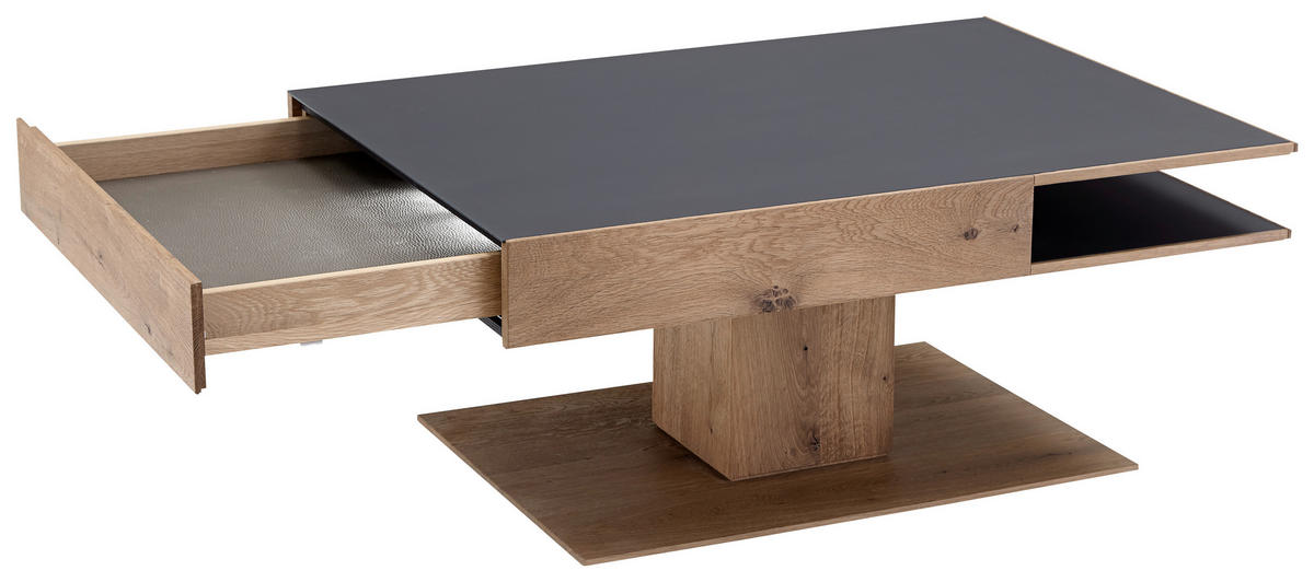 COUCHTISCH in Holz, Glas 105/75/46 cm  - Eichefarben/Anthrazit, Design, Glas/Holz (105/75/46cm) - Valnatura