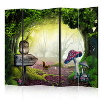PARAVENT mit 5  Flügel - Waldgrün/Hellgrün, Basics, Holz/Textil (225/172/3cm) - artgeist