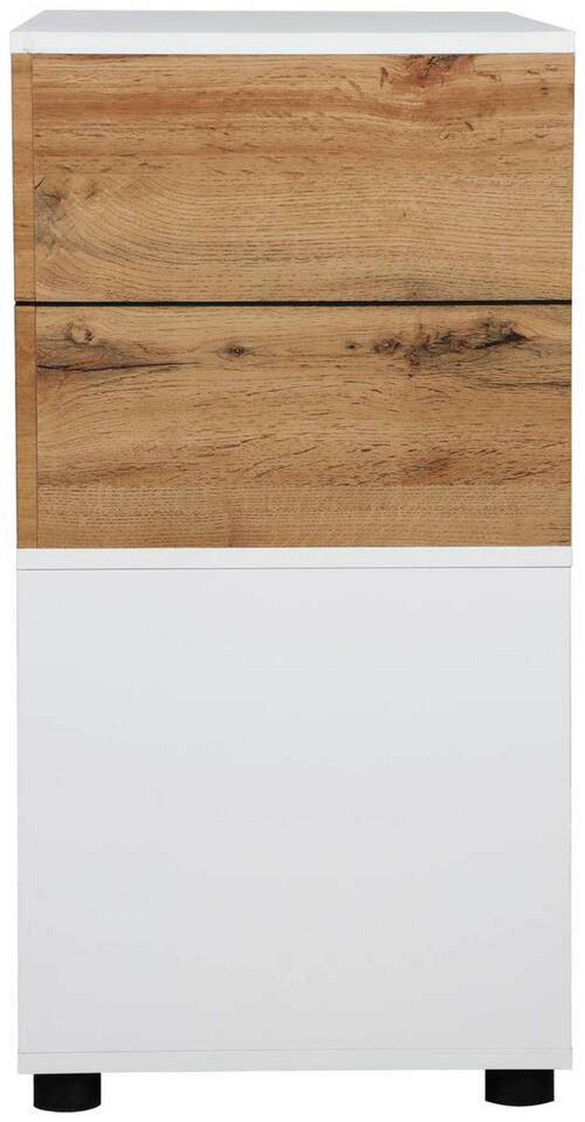 REGAL  80/77.5/40 cm Weiß, Eichefarben  - Eichefarben/Schwarz, Natur, Holzwerkstoff/Kunststoff (80/77.5/40cm) - MID.YOU