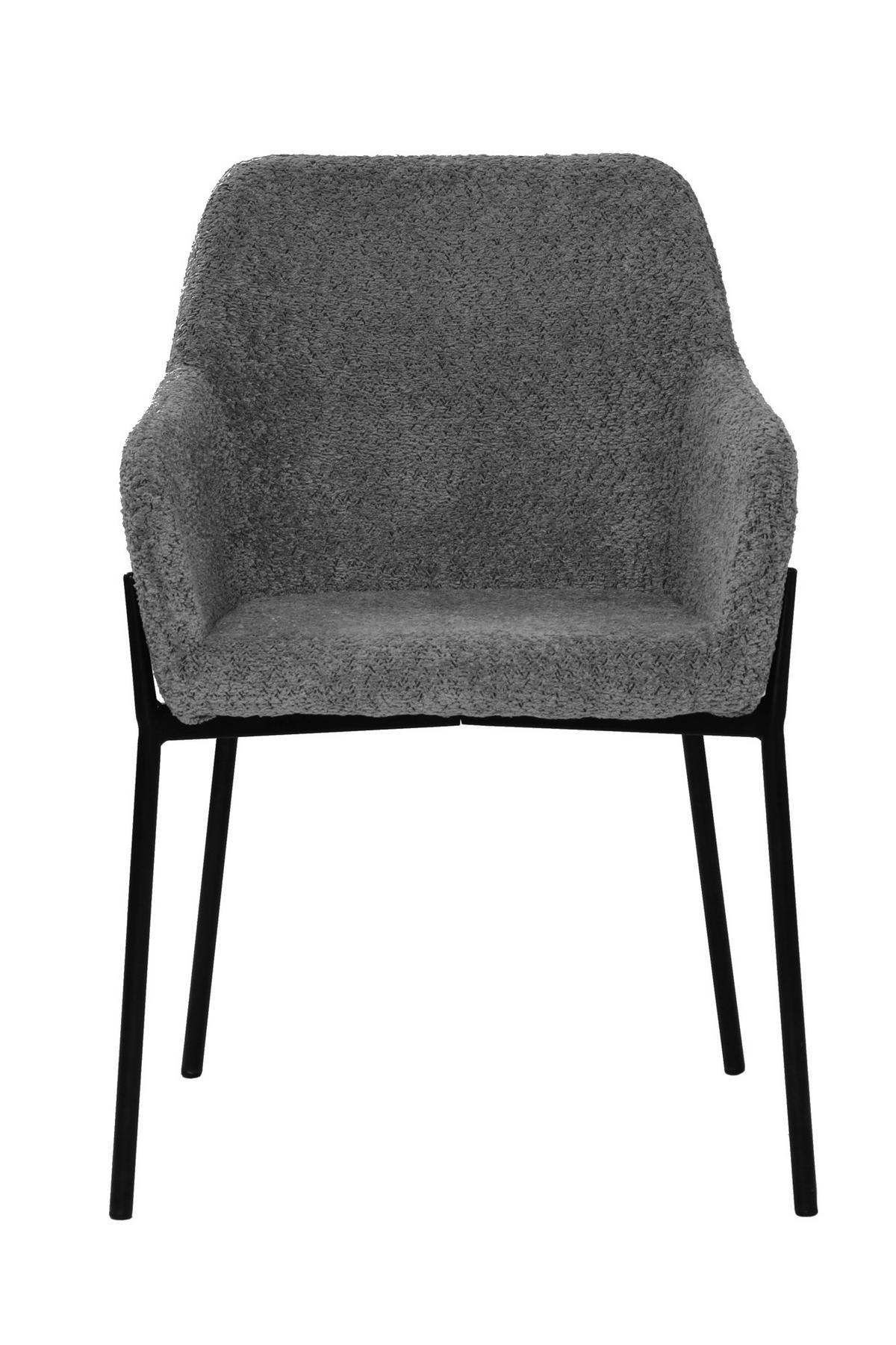 ARMLEHNSTUHL-SET 2 Stück  in Bouclé  - Schwarz/Grau, MODERN, Textil/Metall (63/79/51cm) - MID.YOU