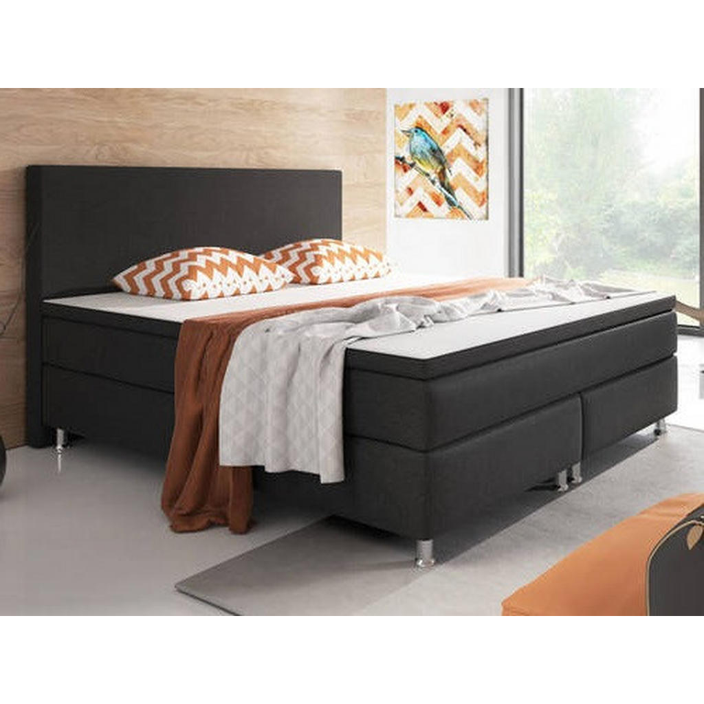 Thumbnail - Mid.you Boxspringbett, Schwarz, Textil, H3, 7-Zonen, Höhe ca. 19 cm, 180x200 cm, Oeko-Tex® Standard 100, Matratze, gepol...