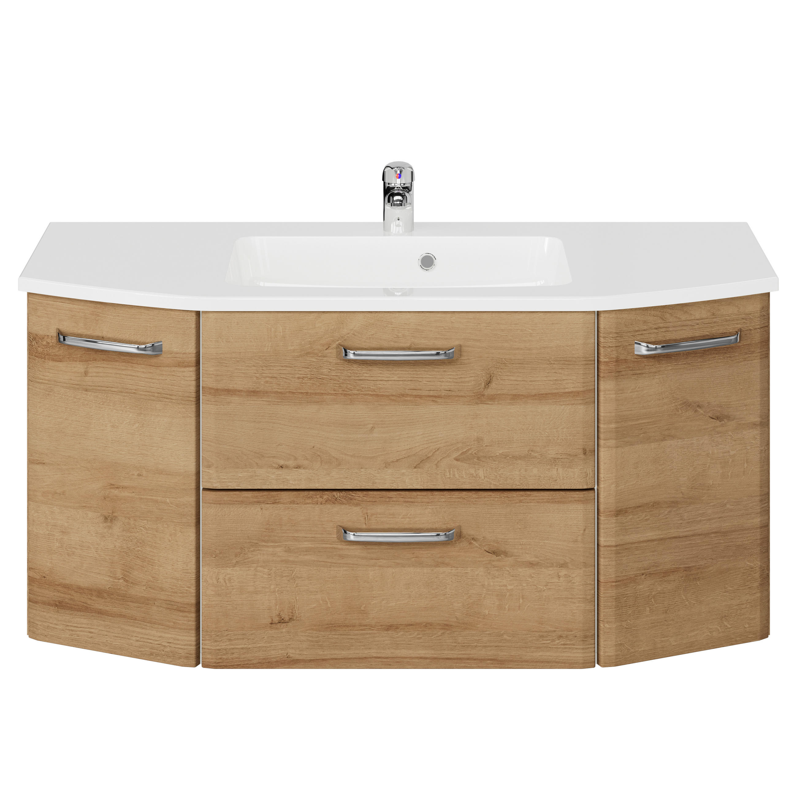 WASCHTISCHKOMBI 112 cm  - Chromfarben/Eichefarben, KONVENTIONELL, Holzwerkstoff/Stein (112cm) - Pelipal