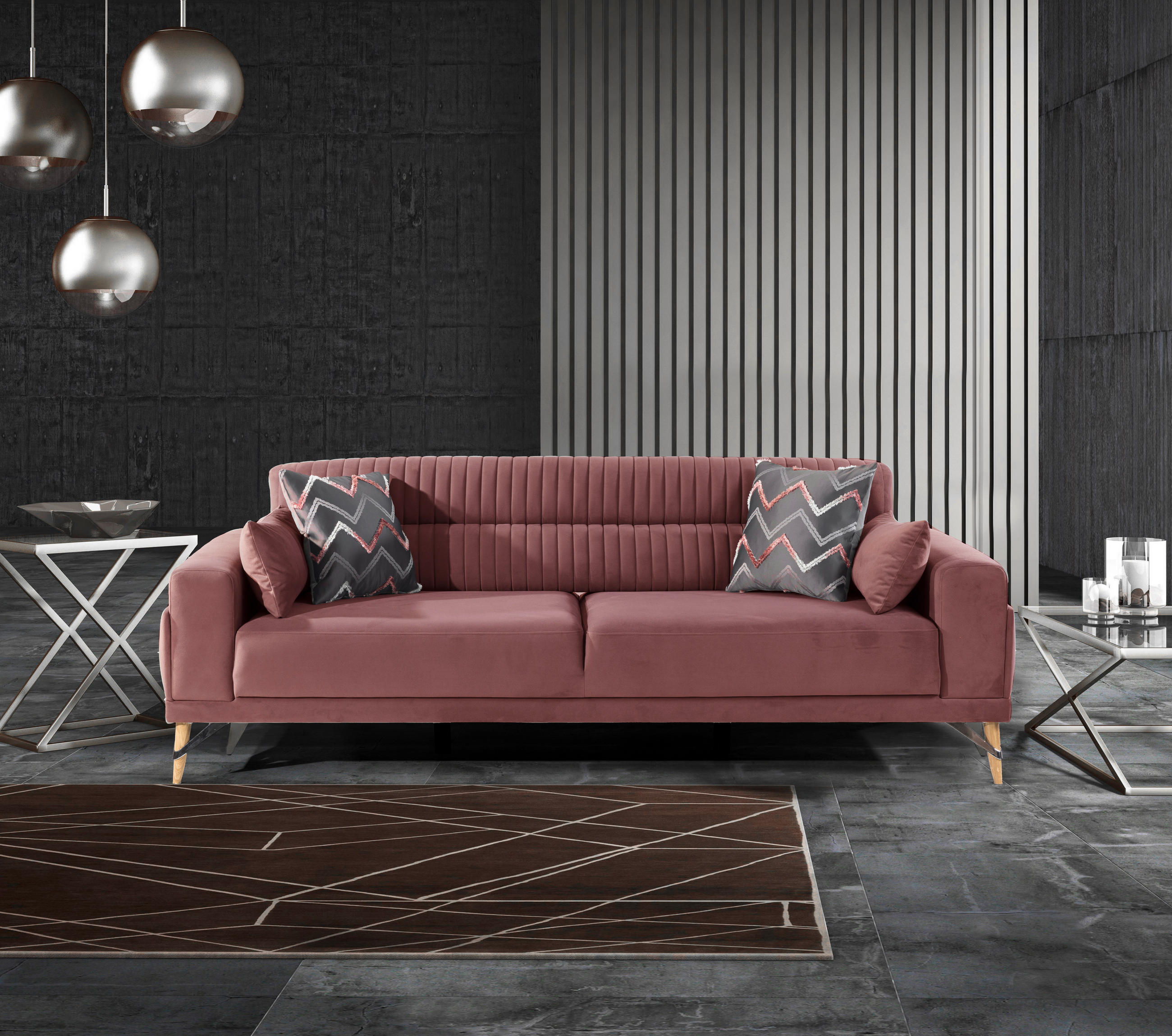 Thumbnail - Livetastic 3-Sitzer-Sofa, Altrosa, Textil, Uni, Füllung: Faserbällchen, Polyurethan (PUR),Faserbällchen, Polyurethan (Pu...