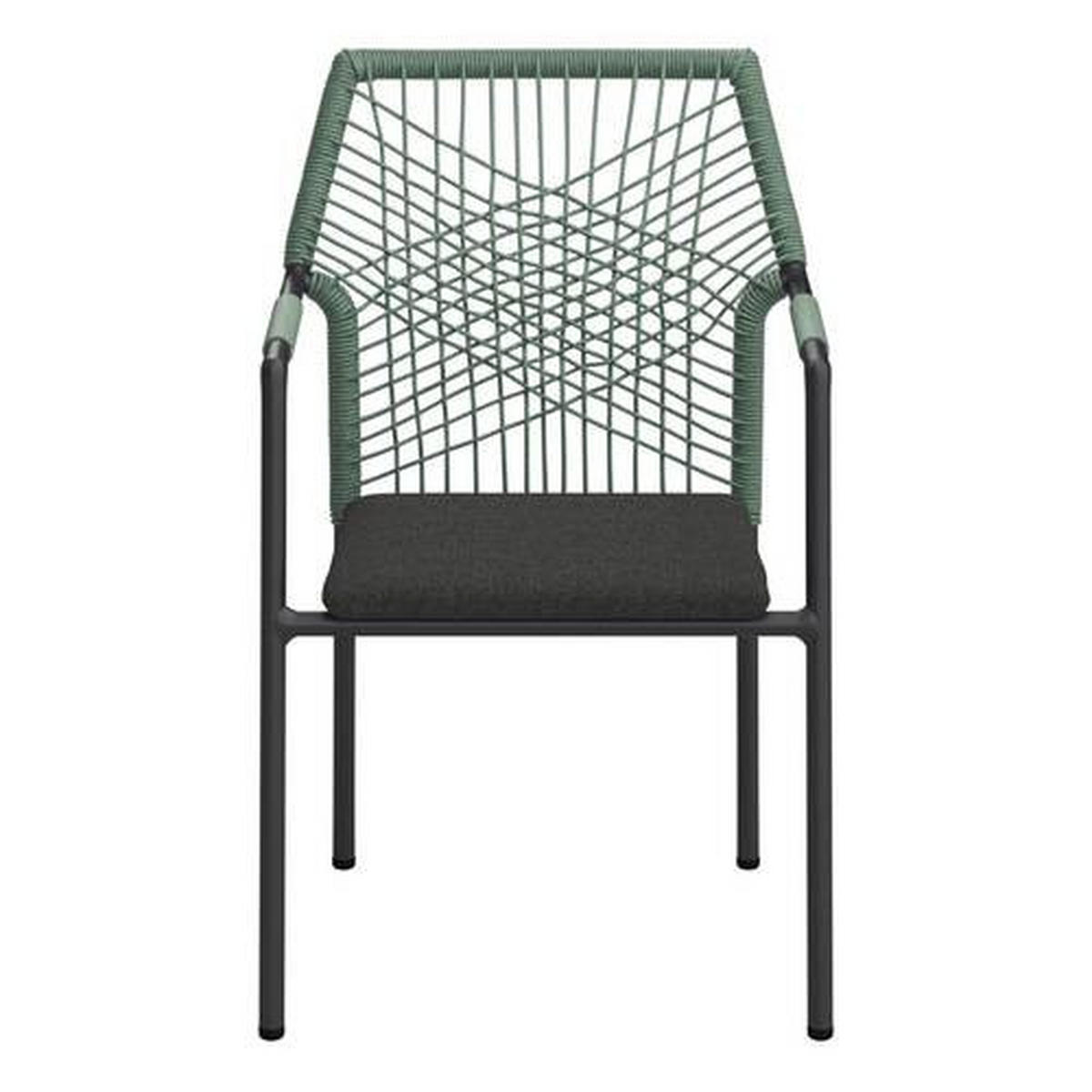 STAPELSESSEL Aluminium Anthrazit, Grün  - Dunkelgrau/Anthrazit, Design, Textil/Metall (63/87/57cm) - Ambia Garden