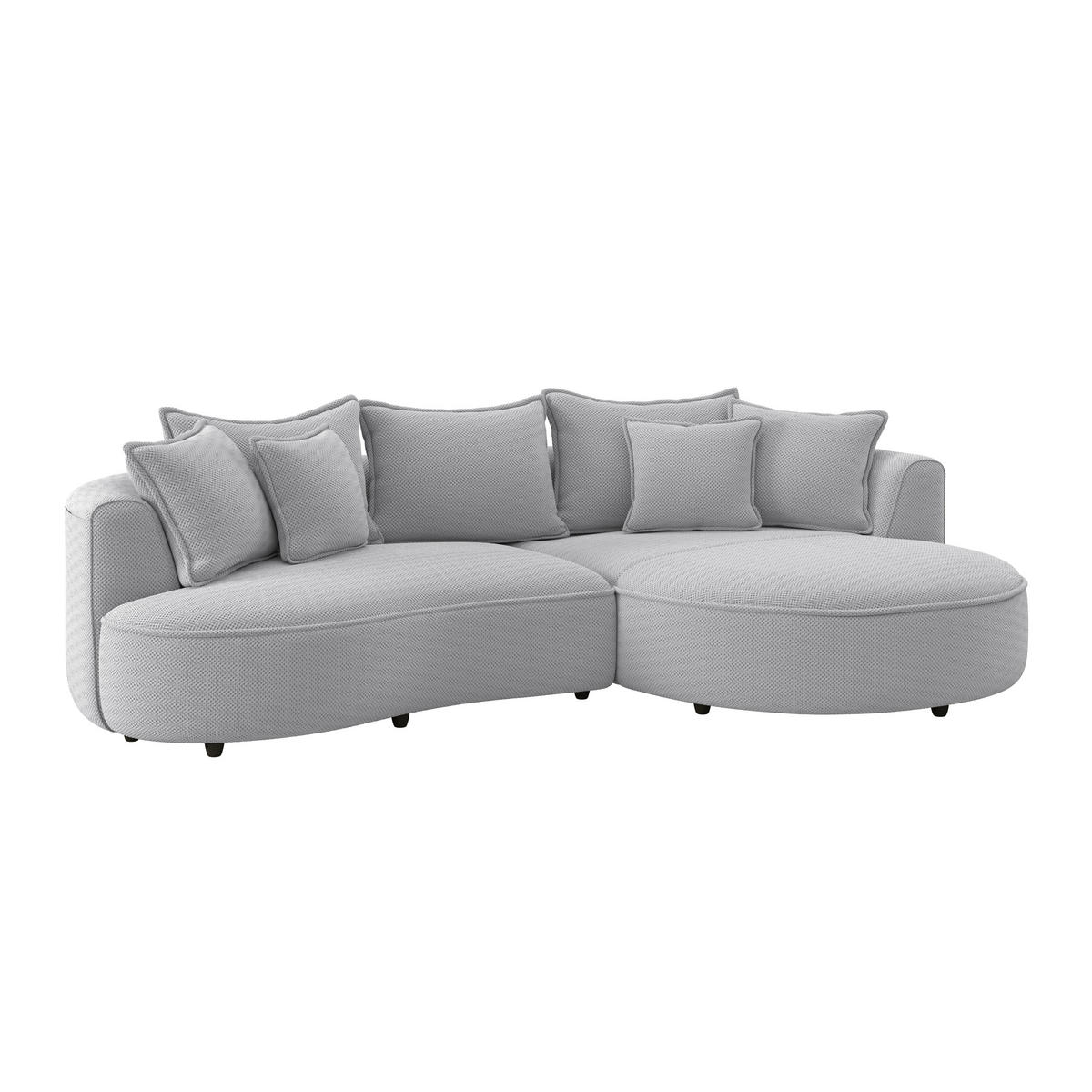 ECKSOFA LEVI Hellgrau Velours, Struktur  - Hellgrau/Schwarz, MODERN, Kunststoff/Textil (287/168cm) - Livetastic