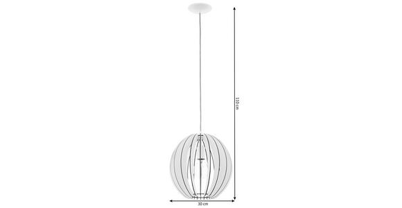 HÄNGELEUCHTE 30/110 cm - Weiß, Design, Holz/Metall (30/110cm) - Novel