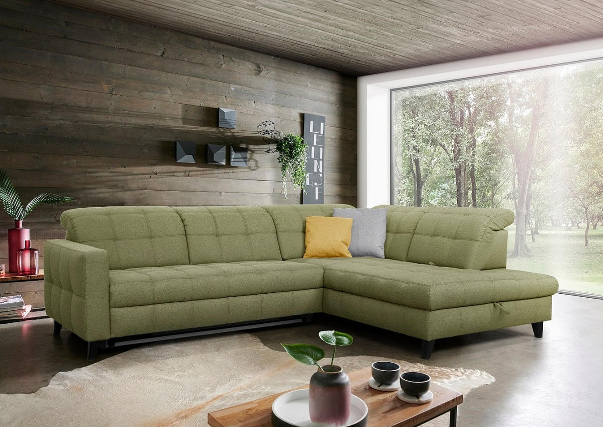 SAROKKANAPÉ textil zöld  - fekete/zöld, Design, textil/fa (297/216cm) - Xora