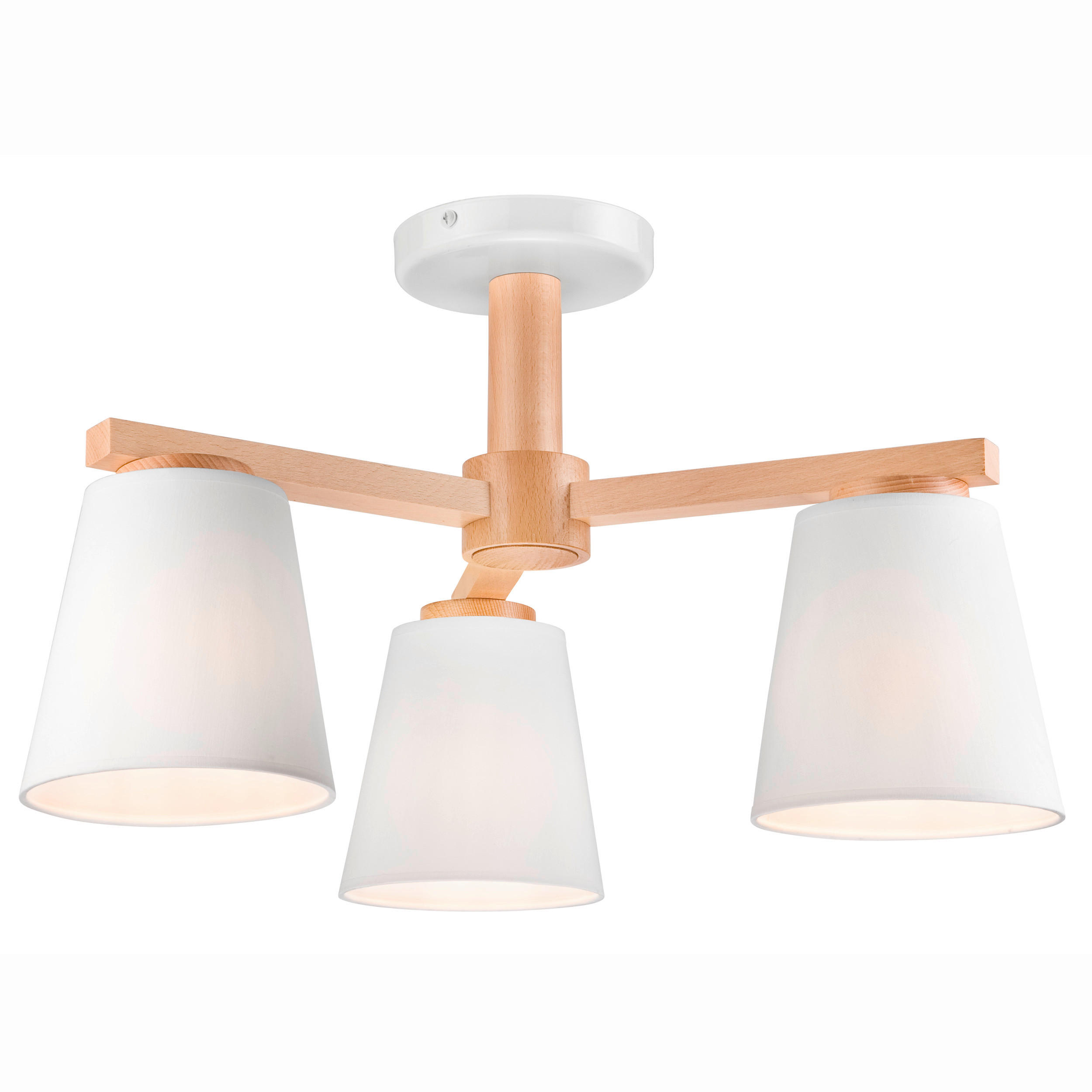 HÄNGELEUCHTE ELLIE 45/45/32 cm   - Weiß Hochglanz, Natur, Holz/Textil (45/45/32cm)