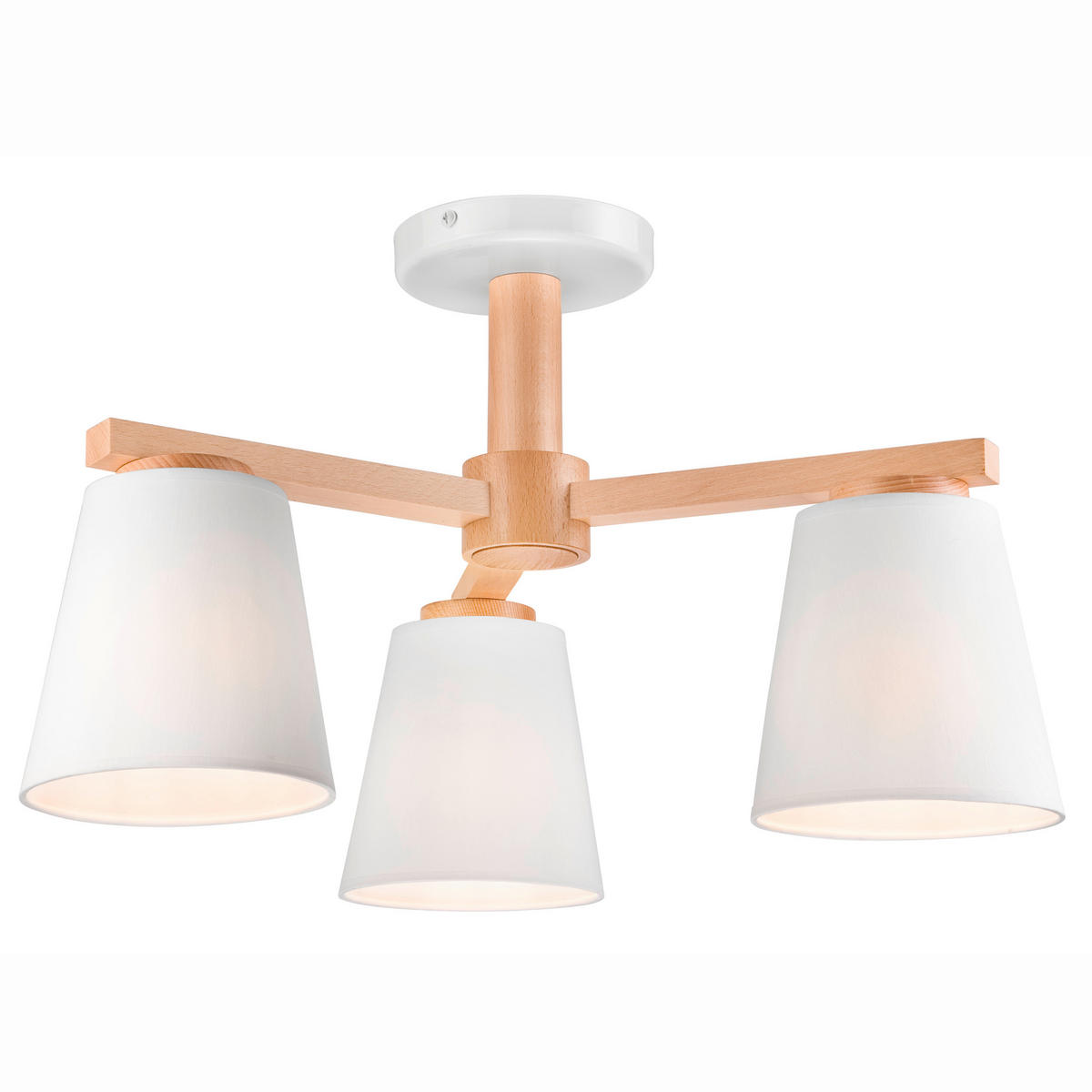 HÄNGELEUCHTE ELLIE 45/45/32 cm   - Weiß Hochglanz, Natur, Holz/Textil (45/45/32cm)
