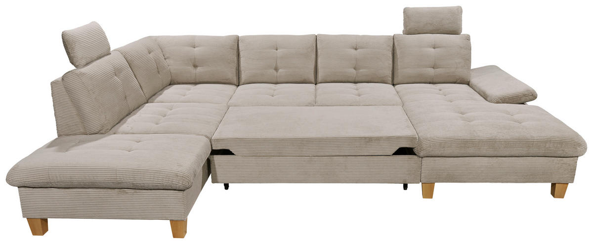 WOHNLANDSCHAFT Grau Cord  - Eichefarben/Grau, KONVENTIONELL, Holz/Textil (220/324/170cm) - MID.YOU