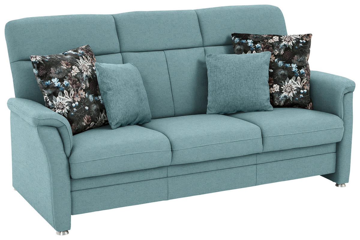 3-SITZER-SOFA Flachgewebe Hellblau  - Alufarben/Hellblau, Konventionell, Textil/Metall (194/100/89cm) - Beldomo Comfort