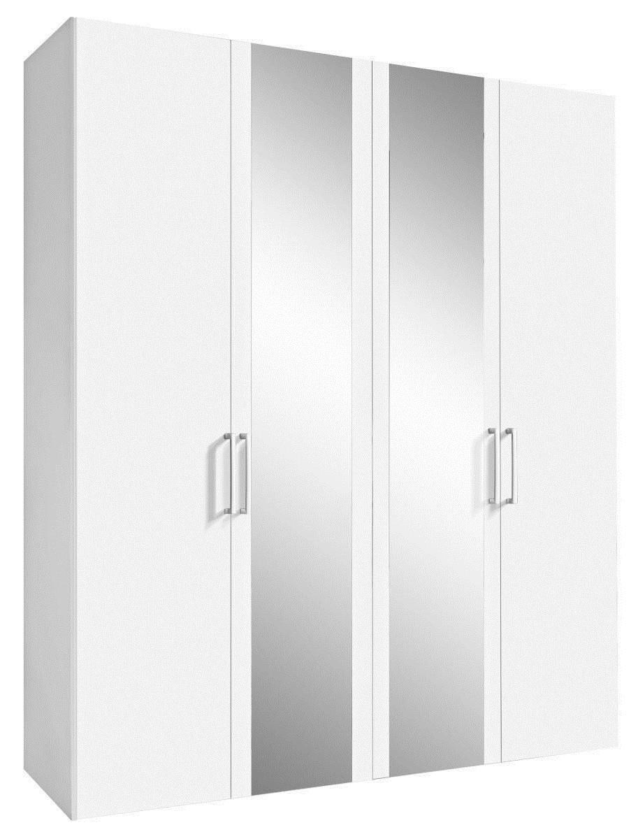 DREHTÜRENSCHRANK 4-türig Weiß  - Alufarben/Weiß, Design, Glas/Holzwerkstoff (200/236/58cm) - Hom`in