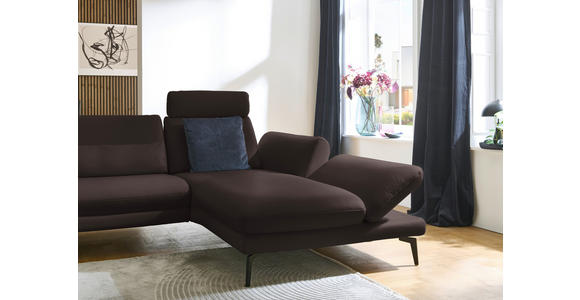 ECKSOFA in Echtleder Dunkelbraun  308/195 cm  - Dunkelbraun/Schwarz, Design, Leder/Metall (308/195cm) - Dieter Knoll