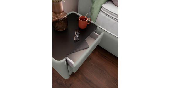 BOXSPRINGBETT 180/200 cm  in Hellgrau, Mintgrün  - Hellgrau/Schwarz, Design, Textil/Metall (180/200cm) - Johann Jakob