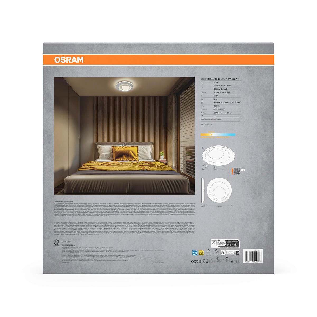 LED-DECKENLEUCHTE Orbis Spiral Round 40/5 cm   - Weiß, Design, Kunststoff/Metall (40/5cm) - Osram