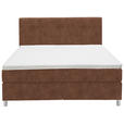 BOXSPRINGBETT 180/200 cm  in Cognac  - Chromfarben/Cognac, KONVENTIONELL, Kunststoff/Textil (180/200cm) - Voleo