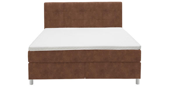 BOXSPRINGBETT 160/200 cm  in Cognac  - Chromfarben/Cognac, KONVENTIONELL, Kunststoff/Textil (160/200cm) - Voleo