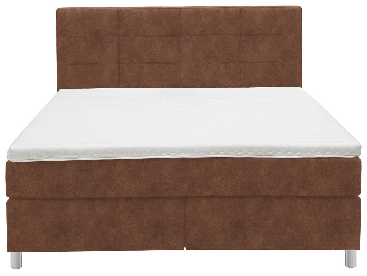 BOXSPRINGBETT 160/200 cm  in Cognac  - Chromfarben/Cognac, KONVENTIONELL, Kunststoff/Textil (160/200cm) - Voleo