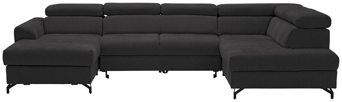WOHNLANDSCHAFT Anthrazit Struktur  - Anthrazit/Schwarz, Design, Textil/Metall (177/327/203cm) - Stylife