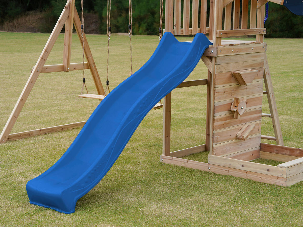 SPIELTURM 345/270/336 cm  - Blau/Braun, KONVENTIONELL, Holz (345/270/336cm) - Ambia Garden