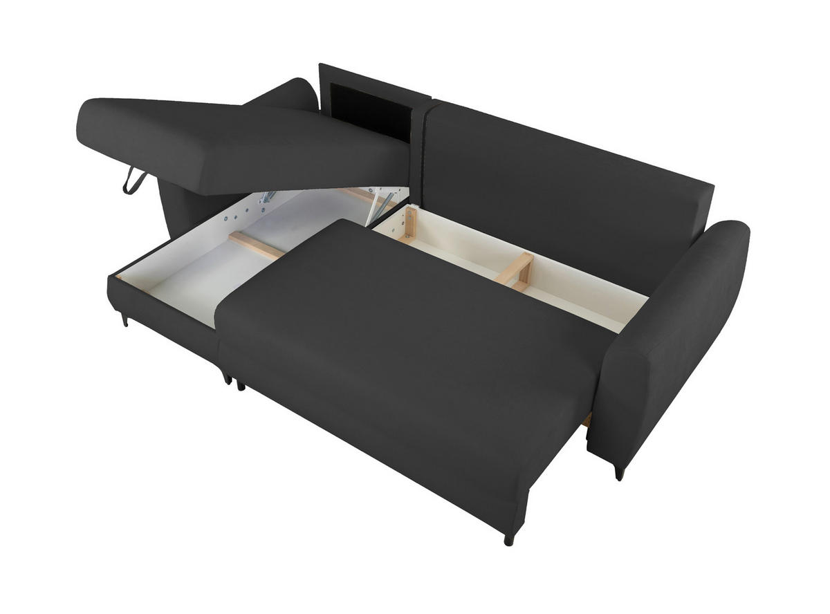 ECKSOFA Moli Anthrazit  - Anthrazit/Schwarz, Design, Textil/Metall (236/148cm) - MID.YOU